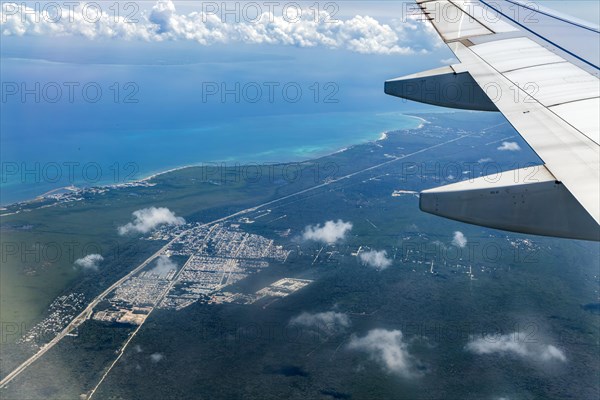 Oblique angle aerial view Caribbean coast Joaquin Zetina Gasca