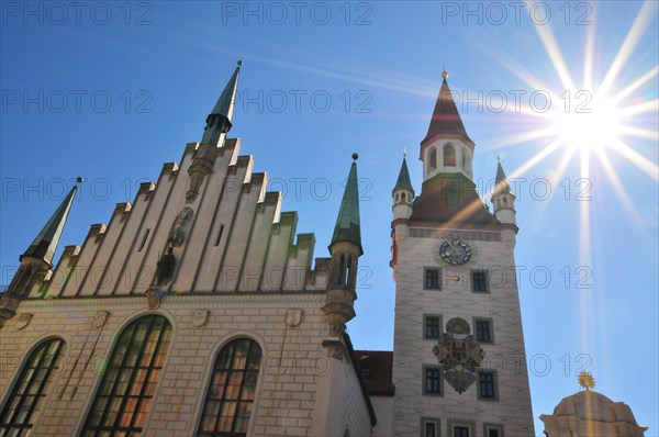 Old town hall in Munich in the backlight