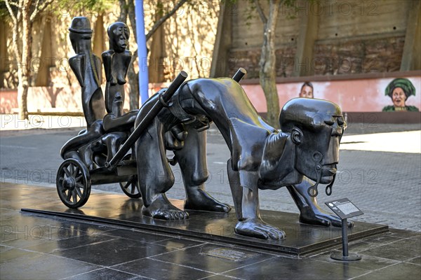 Sculpture The three Guardians by Dumile Feni in front of the Constitutional Court