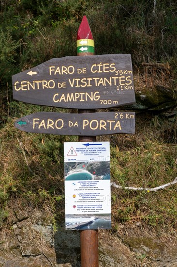 Footpath sign with distances