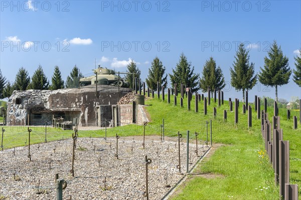 Esch casemate with anti-tank rails and M4 Sherman tank as part of the former Maginot Line