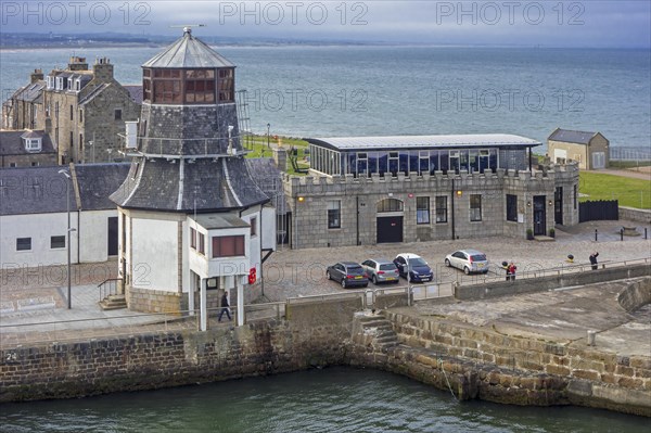 The old harbour master's control tower at entrance to the Aberdeen port