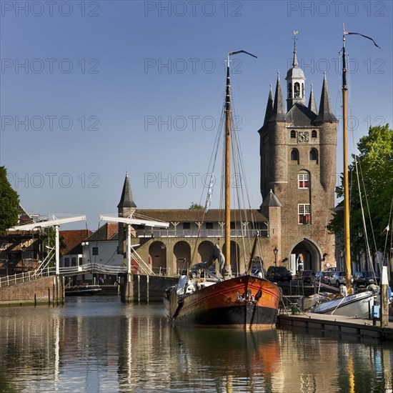 The town gate Zuidhavenpoort at the harbour in Zierikzee