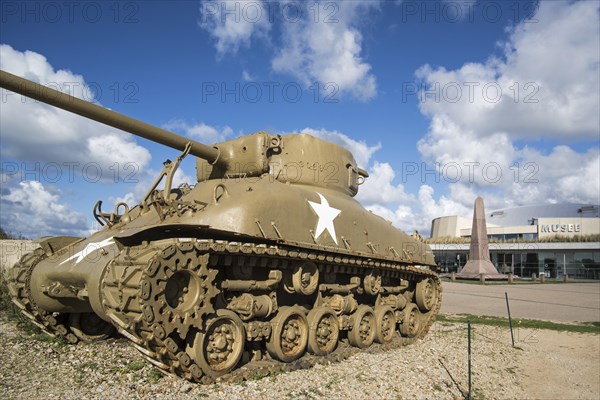 American M4 Sherman tank in front of the Musee du Debarquement Utah Beach