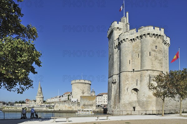 The medieval towers tour de la Chaine and tour Saint-Nicolas in the old harbour