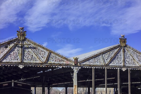 Decorated ironwork of historic hangars of the Scheldekaaien