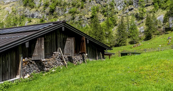 Wooden shed on the mountain pasture