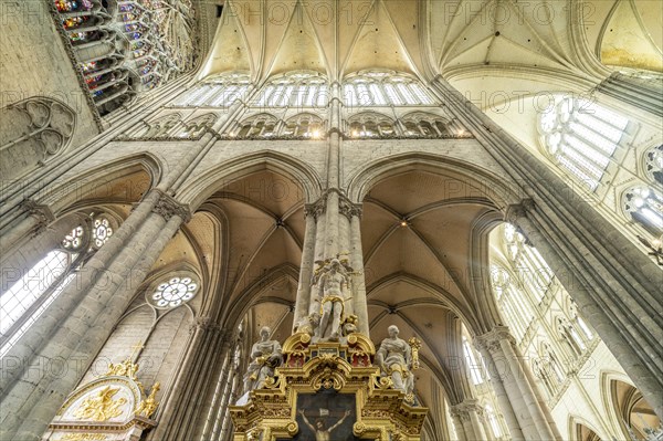 Interior and columns of Notre Dame d'Amiens Cathedral