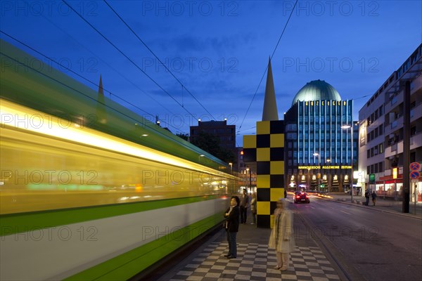 Tram at tramstop at the Steintorplatz in Hannover