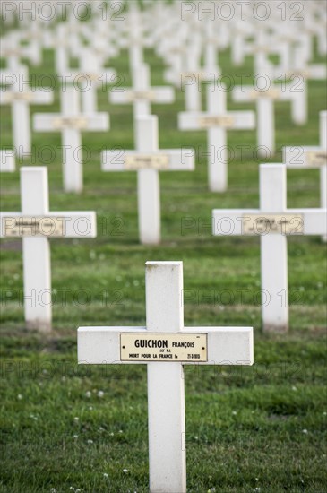 French graves on the First World War One cemetery Cimetiere National Francais de Saint-Charles de Potyze near Ypres