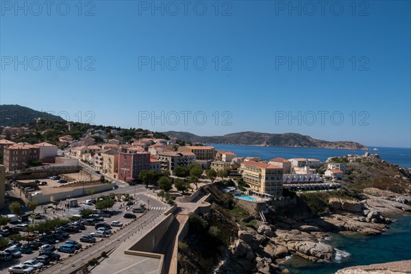 View of Calvi. The port city is located on the west side of the Mediterranean island of Corsica