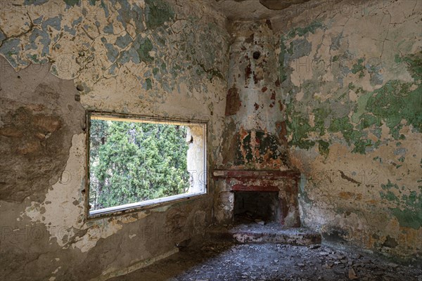 Dilapidated arcade building