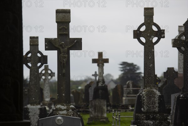 Celtic crosses in an Irish graveyard. Kilkenny