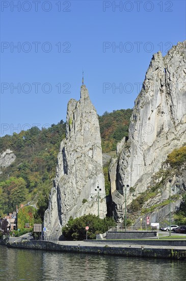 The rock formation Rocher Bayard at Dinant along the river Meuse