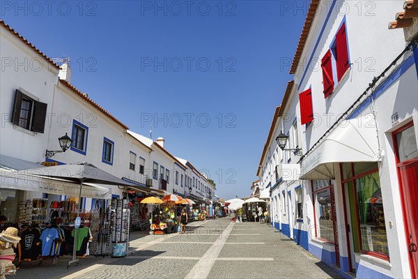 Pedestrian zone Rua Vasco da Gama with souvenir shops