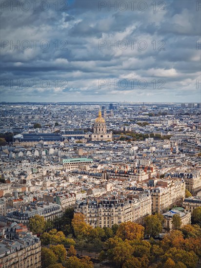 Aerial view of Paris cityscape