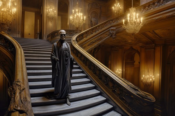 The Legendary Phantom of the Opera going down the stairs of the Paris Opera