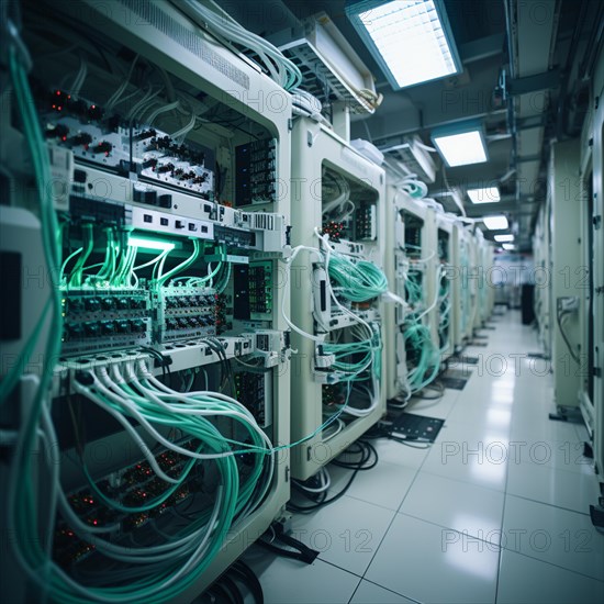 Modern server room with computers and installations