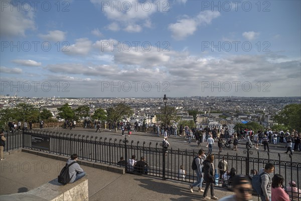 View of the city of Paris from the square in front of the Sacre-Coeur Basilica