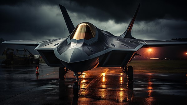 A lockheed martin F-35 fighter jet waiting on the runway