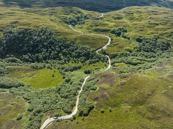 Aerial view of the single track road B869