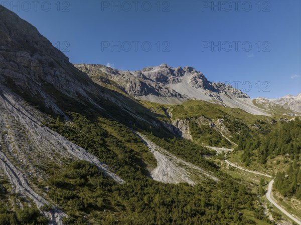 Debris flows on the slope of Piz Praveder