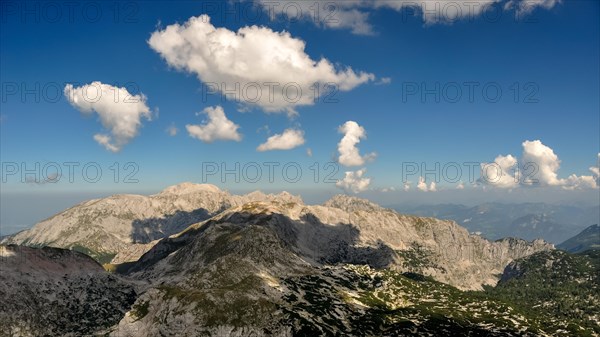 View from the Kahlersberg in the Hagen Mountains over the Schneibstein to the Hoher Goell