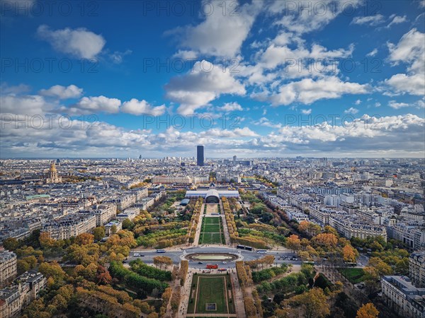 Paris cityscape view from the Eiffel tower heights