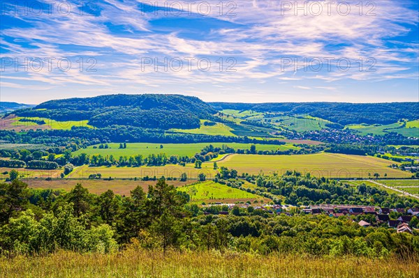 View over the Saale valley with the Kern mountains in the background