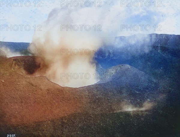 The crater of the volcano Vesuvius in April 1888