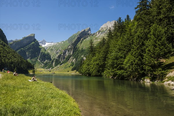 Steep mountains and lake