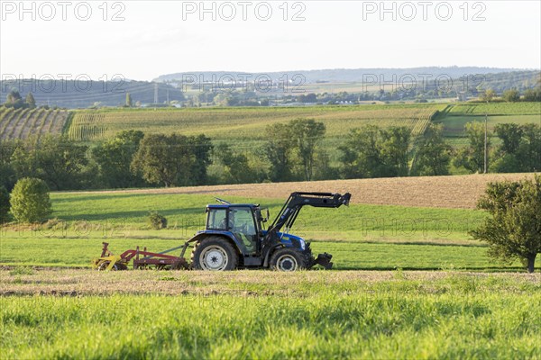 Tractor in a field ploughing