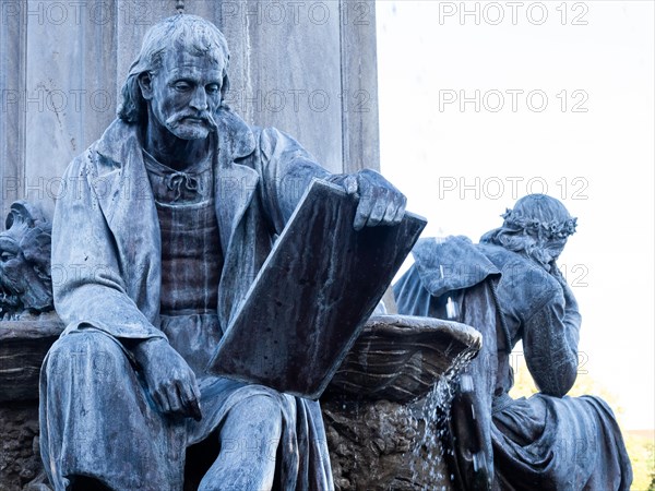 Matthias Gruenewald sculpture on the Frankoniabrunnen on the Ehrenhof side