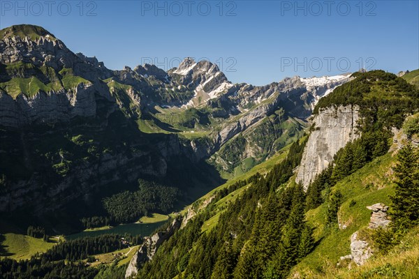 Steep mountains and lake