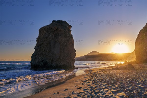 Colorful sunset over Fyriplaka beach