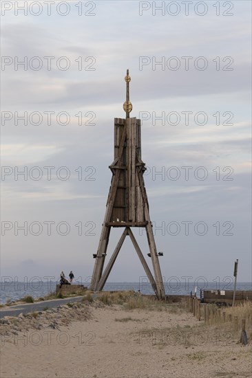 Kugelbake on the beach at dusk