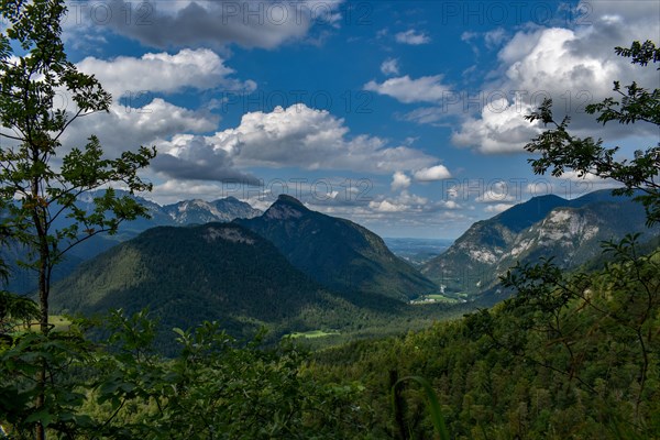 View from the horse-rider Alm towards Bad Reichenhall and Hochstaufen