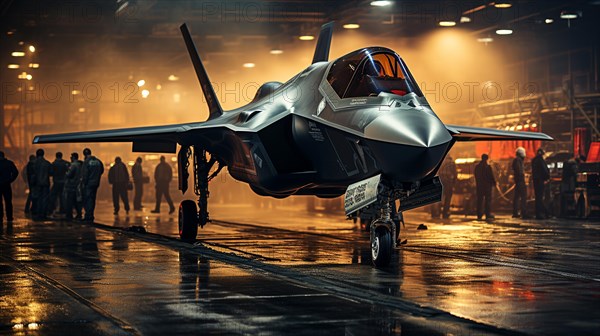 A lockheed martin F-35 fighter jet waiting on the runway