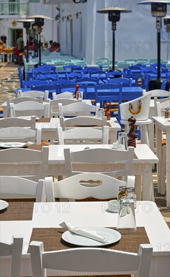 Colorful tables and chairs