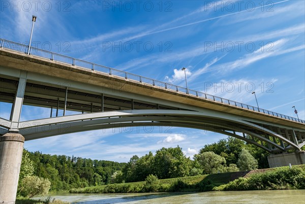 Gruenwalder Bruecke over Isar and Isarwerkkanal between Gruenwald and Pullach