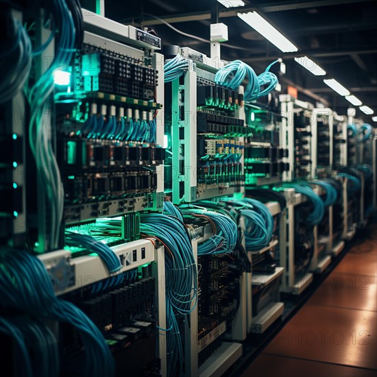 Modern server room with computers and installations