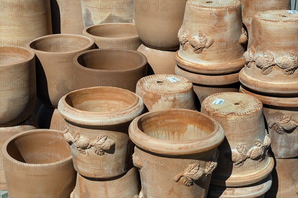 Terracotta pots in a garden centre