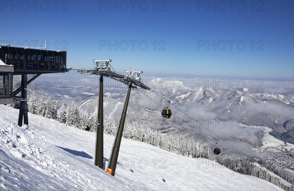 Winter landscape with ski tracks in deep snow