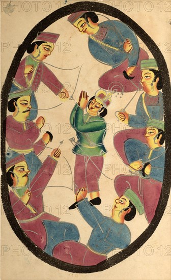 Seven heroes or warriors killing Abhimanya
