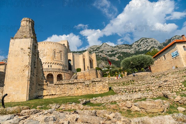 Interior of Kruje Castle and its fortress with walls. Albania