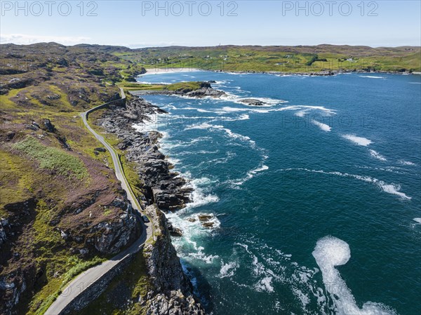 Aerial view of the single track road and scenic route B869