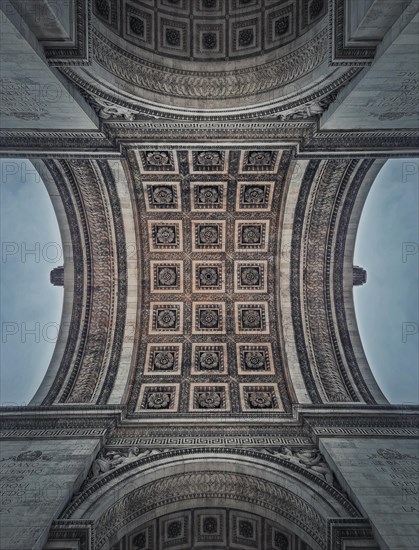 Closeup view underneath triumphal Arch