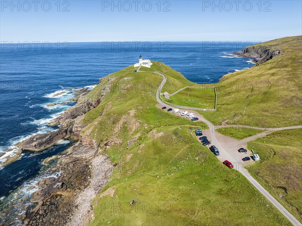 Aerial view of the lighthouse at Stoer Head