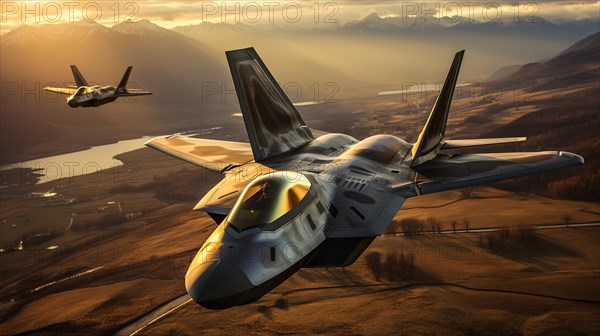 A lockheed martin F-35 fighter jet sqadron in formation