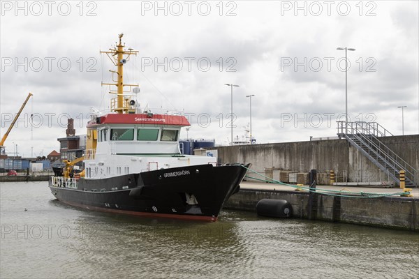 Grimmershoern sea survey vessel in the fishing port of Cuxhaven